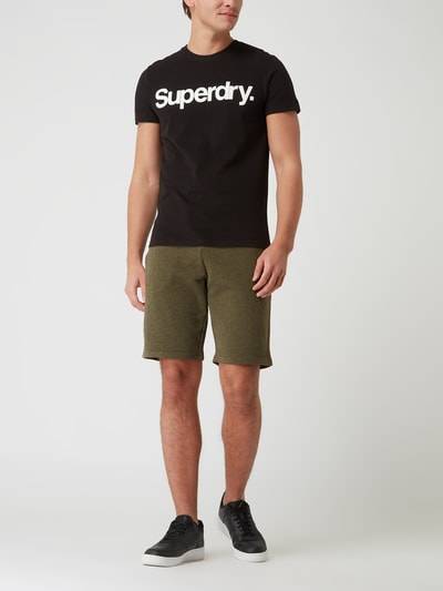 Superdry Sweatshorts met logo Olijfgroen gemêleerd - 1