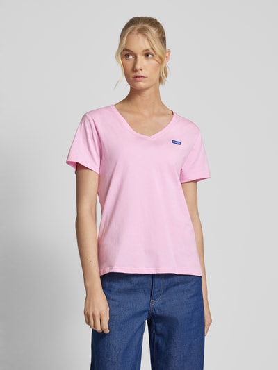 Hugo Blue T-Shirt mit Label-Stitching Modell 'Classic' Pink 4