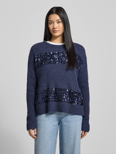 Brax Strickpullover mit Pailletten Modell 'LISA' Dunkelblau 4