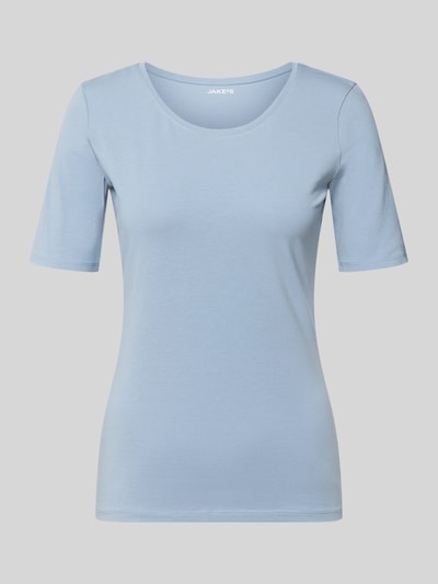 Jake*s Casual t-shirt o kroju slim fit z czystej bawełny Błękitny 2