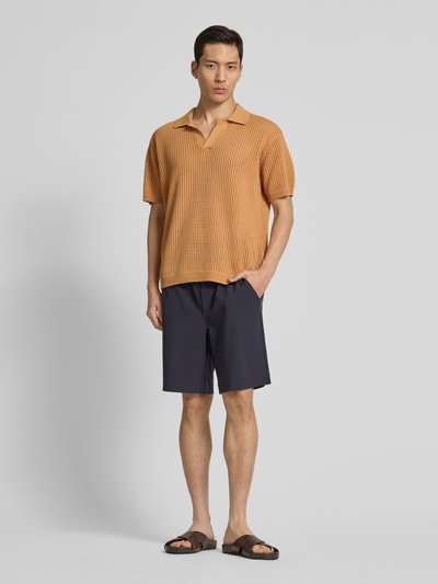 Casual Friday Regular fit poloshirt met ajourpatroon, model 'ASTON' Oranje - 1