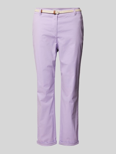 Christian Berg Woman Chino in unifarbenem Design mit Gürtel Lavender 2