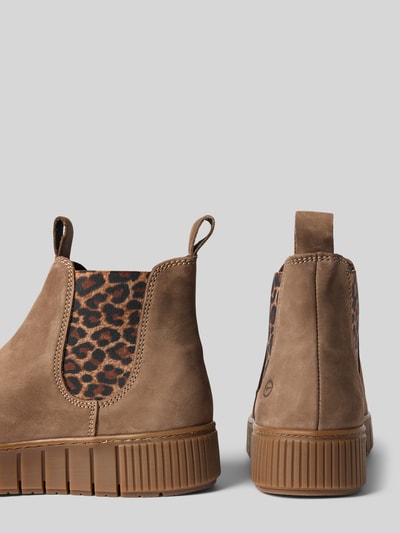Productfoto, Chelsea Boots aus echtem Rindsleder van Tamaris, look: effen, punt van de schoen: rond, hakvorm: plat, logodetail, treklusje, licht geprofileerde zool, materiaalverwerking: generfd leer, materiaal: echt rundleer