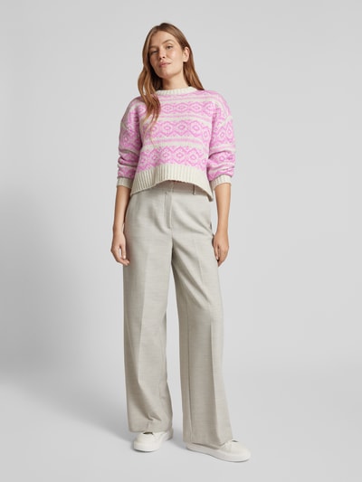 LOLLYS LAUNDRY Cropped Strickpullover mit Rundhalsausschnitt Modell 'Lottie' Pink 1