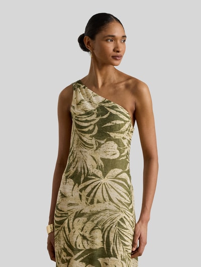 Lauren Ralph Lauren One Shoulder Abendkleid mit Volants Oliv 1