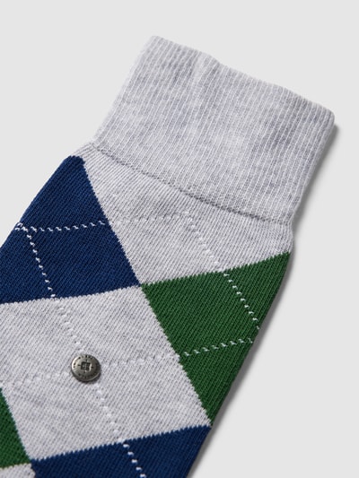 Burlington Socken mit Karomuster Modell 'KING' Hellgrau 2