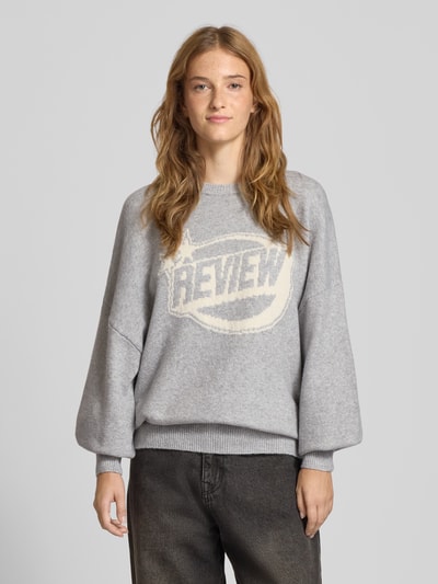 Review Gebreide pullover met labelprint Lichtgrijs gemêleerd - 4
