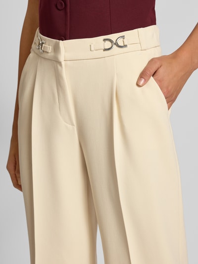 TONI Wide leg stoffen broek met bandplooien, model 'luisa' Ecru - 3