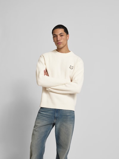 MAISON KITSUNÉ Pullover mit Label-Stitching Sand 4