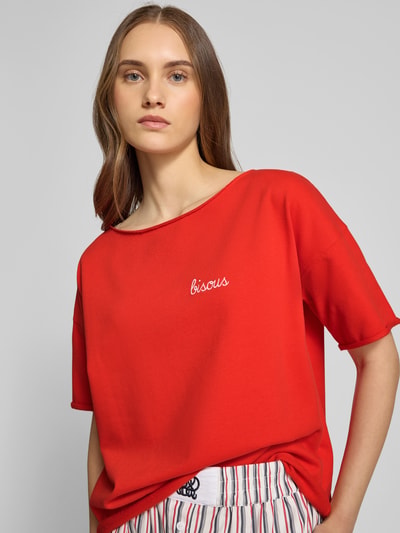 Juvia Oversized T-Shirt mit Label-Stitching Rot 3