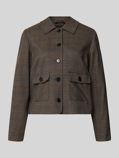 Produktfoto, Regular Fit Blazer mit Klepzakken van MORE in bruin geruit Materiaalmix met viscose, platte kraag, knoopsluiting, maat 36: Ruglengte 53 cm, Borstwijdte 48 cm, Mouwlengte 63 cm
