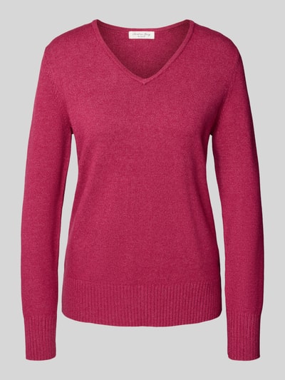 Christian Berg Woman Bluzka z długim rękawem o kroju regular fit z imitacji dzianiny z mieszanki wiskozy Fuksjowy melanż 2