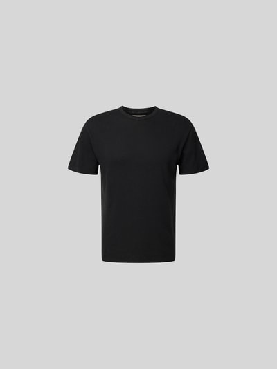 Officine Générale T-Shirt mit geripptem Rundhalsausschnitt Black 2