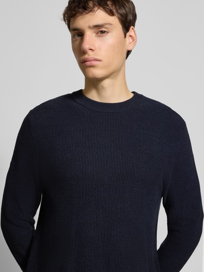 Superdry Sweter z dzianiny z prążkowanymi wykończeniami Ciemnoniebieski 3