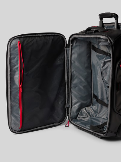 Produktfoto, Duffle Bag mit Logo-Print Model 'Ecodiver' van Samsonite, zwart met rode details, Hoofdvak met ritssluiting, Telescopisch handvat, Breedte maat 1: 42 cm, Lengte maat 1: 54 cm, Diepte maat 1: 18 cm.