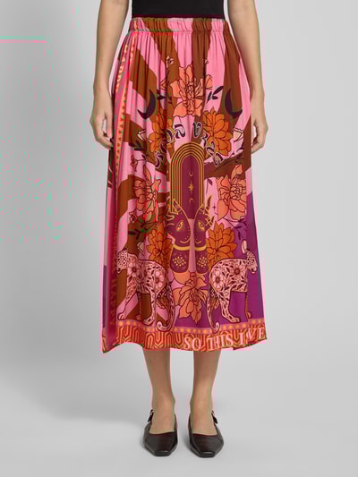 miss goodlife Midirock aus Viskose mit elastischem Bund Pink 4