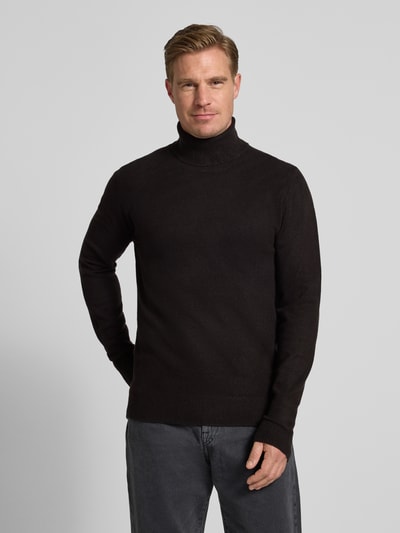 Casual Friday Sweter z dzianiny z golfem model ‘HEINE’ Czarny 4