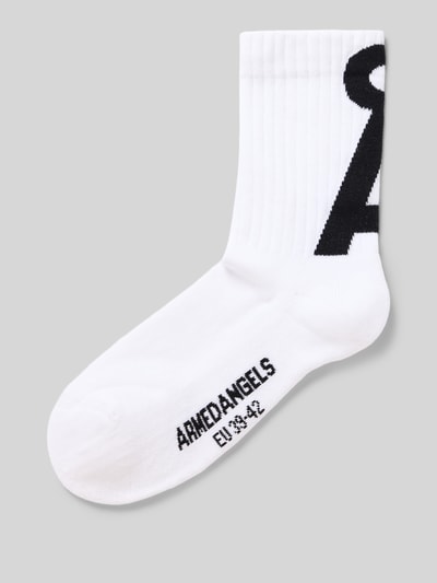 Produktfoto, Sokken met labelstitching 'SAAMUS' van ARMEDANGELS, effen kleuren, logodetail, boord met ribboordjes, katoenmix
