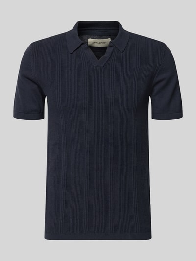 Produktfoto, Slim Fit Poloshirt in Strick-Optik Modell 'Baron' von Blend, krój slim fit, czysta bawełna, kolor granatowy, kołnierzyk polo, długość pleców w rozmiarze M: 65 cm