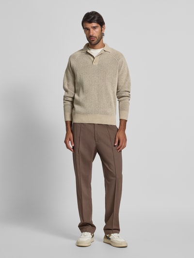 JAKE*S STUDIO MEN Strickpullover mit Polokragen Beige 1