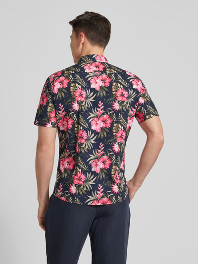 Jake*s Casual Fit Business-Hemd mit Allover-Print Marine 5