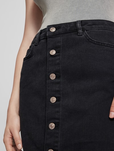 Only Jeansrok in maxilengte met knoopsluiting aan de voorkant, model 'KITA' Zwart - 3