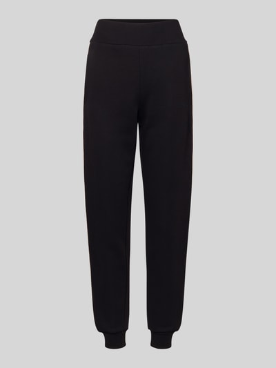 Produktfoto, schwarze Sweatpants mit elastischem Bund Modell 'BRITNEY' von Guess Activewear, Baumwoll-Mix, lockere Passform, glatte Textur