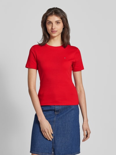 Tommy Hilfiger Slim fit T-shirt met labeldetail Rood - 4