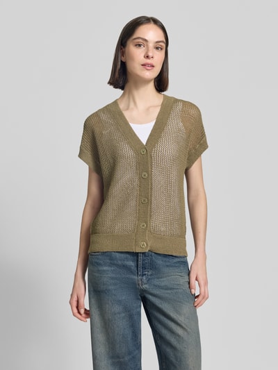 Fynch-Hatton Cardigan aus Viskose-Mix mit V-Ausschnitt Oliv 4