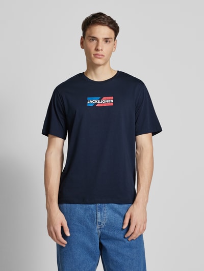 Jack & Jones T-Shirt mit Label-Print Modell 'CORP' Marine 4