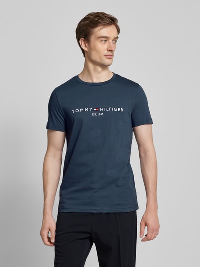 Tommy Hilfiger T-Shirt mit Label-Print Rauchblau 4