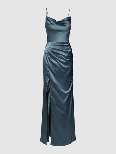 Luxuar Abendkleid mit Gehschlitz Blau 2