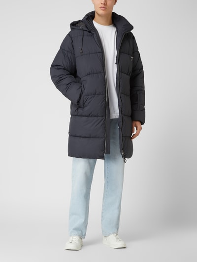 Geavanceerde wijsheid Vernederen Minimum Gewatteerde lange jas met capuchon, model 'Nolle' in marineblauw  online kopen | P&C