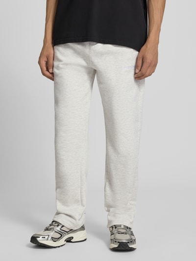 PEGADOR straight fit sweatpants met gestikt logo Lichtgrijs gemêleerd - 4