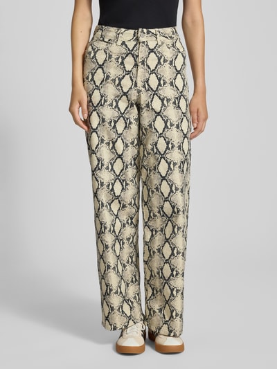 JJXX Wide Leg Hose im 5-Pocket-Design Modell 'SARAH AOP TOKYO' Beige 4