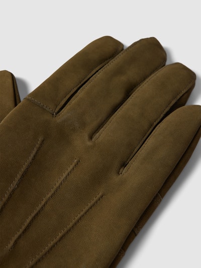 Barbour Leren handschoenen met verstelbaar trensje, model 'THIN' Olijfgroen - 3