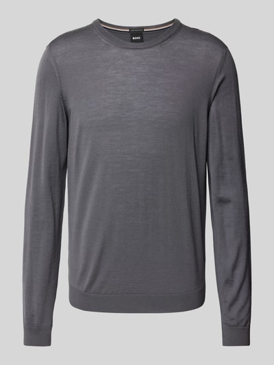 BOSS Gebreide pullover met structuurmotief, model 'Leno' Antraciet - 2