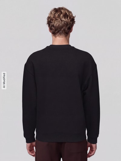 HUGO Blue Bluza o kroju relaxed fit z czystej bawełny model 'Niviocrew' BLACK 5