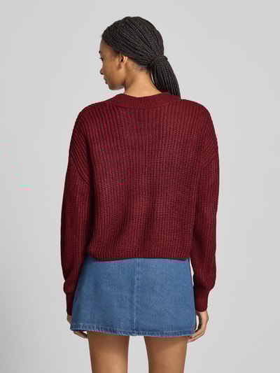 Only Kurtka z dzianiny o kroju regular fit z obniżonymi ramionami model ‘CAROL’ Bordowy 5