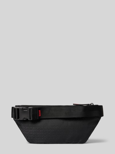 Produktfoto, Bauchtasche mit verstellbarem Schulterriemen Modell 'Ethon_JQ' von HUGO in Schwarz mit dezentem Logo-Muster, Herren Rucksack von HUGO