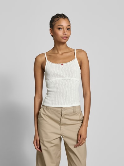 Tommy Jeans Top in Strick-Optik Modell 'POINTELLE' Ecru 4