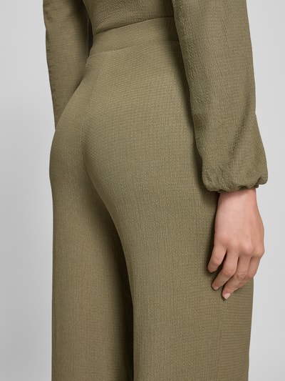 Only Regular fit wijde broek met elastische band, model '30 BILL' Kaki - 3