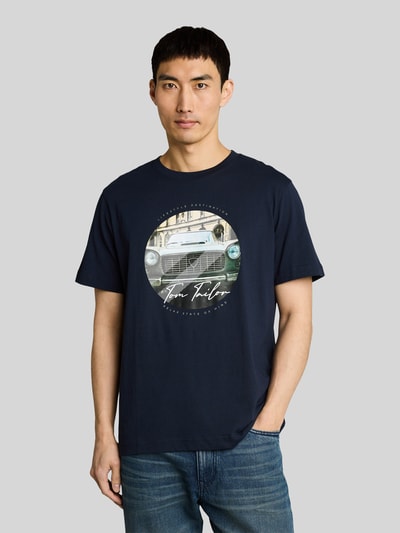 Tom Tailor Regular Fit T-Shirt aus reiner Baumwolle Marine 4