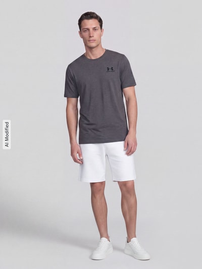 Under Armour Regular fit sport-t-shirt van katoenmix Antraciet gemêleerd - 1
