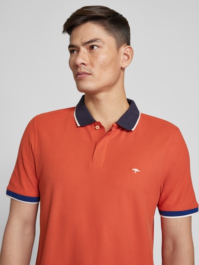 Fynch-Hatton Regular fit poloshirt met contrastgarnering Koraal gemêleerd - 3