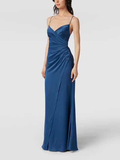 Luxuar Abendkleid in Wickel-Optik Rauchblau 1