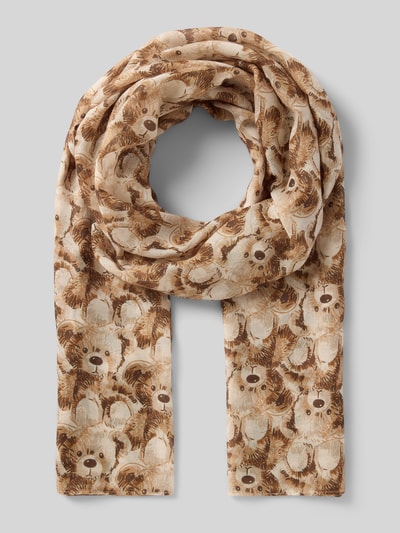Produktfoto, Schal mit Allover-Motiv-Print von Codello, rechteckig, beige-braune Töne, gewebt, semitransparent, 55 cm breit