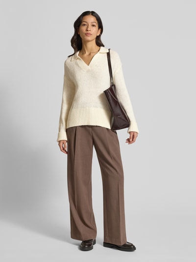 Fynch-Hatton Strickpullover mit V-Ausschnitt Ecru 1