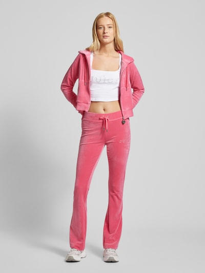 Juicy Couture Sweatjack met label met strass-steentjes, model 'MADISON' Felroze - 1