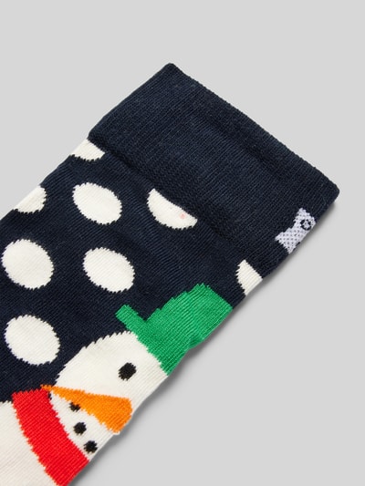 Happy Socks Socken mit Motiv-Stitching Modell 'Jumbo Snowman' Marine 2